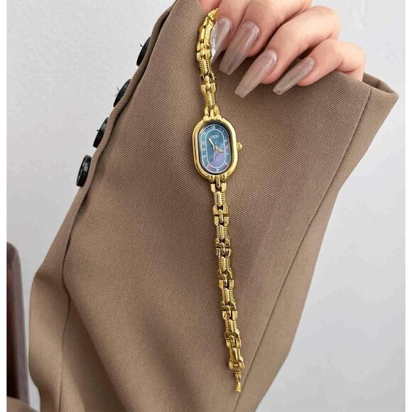 ?Women Gold Vintage Oval Watches Luxury Minimalism Bracelet Small Gold Watch main image 2
